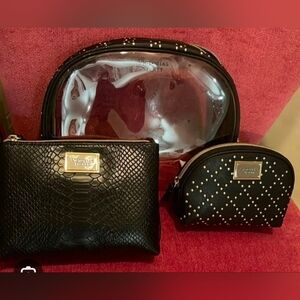 NWT Victoria's Secret Black Cosmetic Bag Set Of 3